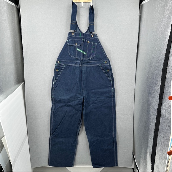 Key Imperial Overalls Mens 42x30 Dark Wash Blue Cotton Denim Bibs Work Carpenter - Picture 1 of 14